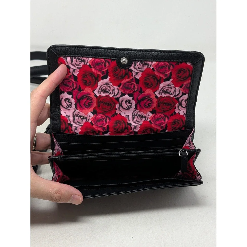 Vera Bradley Black Polka Dot Quilted Crossbody Bag and Matching Wallet Set